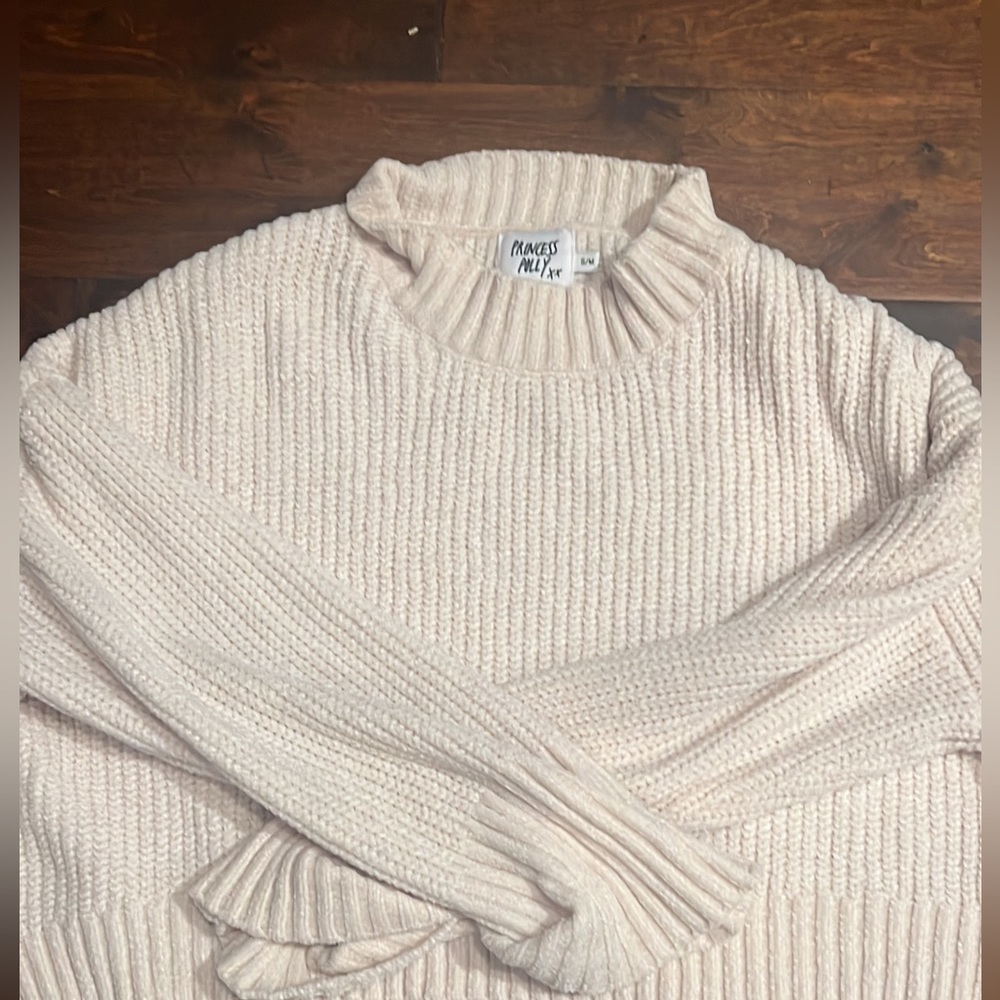 Small Princess Polly Whitr Cropped Sweater